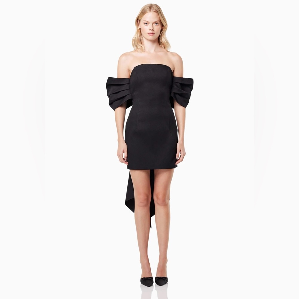 Elliatt Black Strapless Dress with Dramatic Sleeves